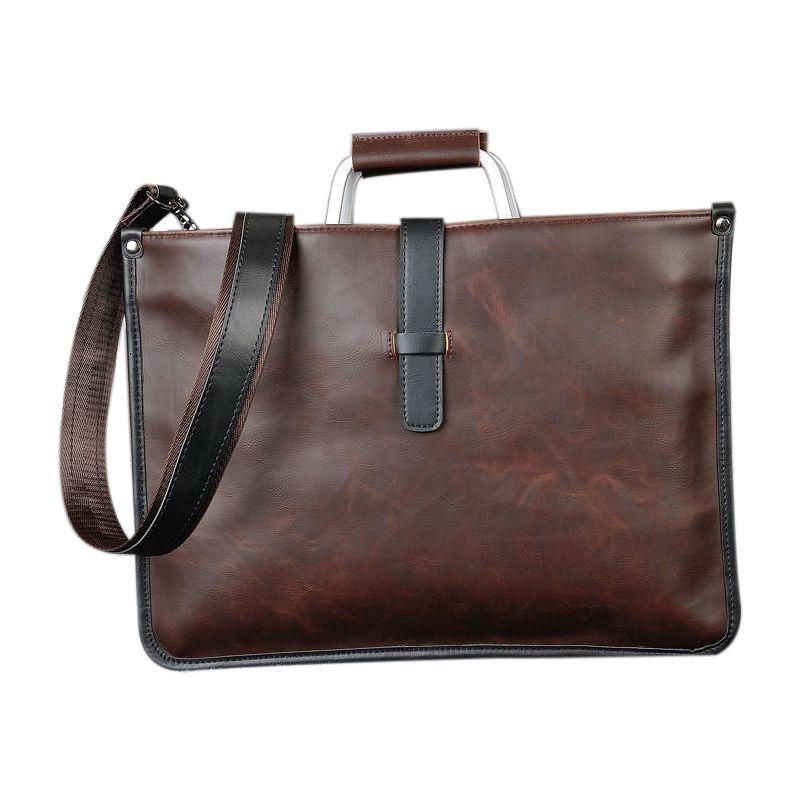 Men Leather Briefcase Business Bag Attache Messenger Portfolio Bags Brown