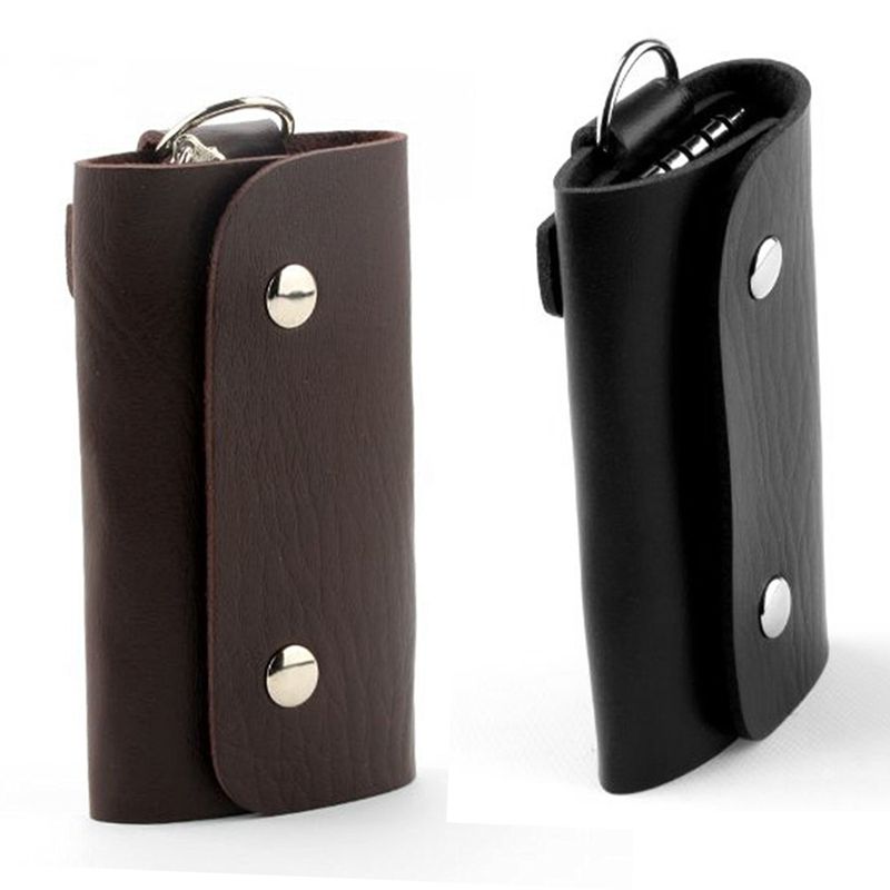 2Pcs Fashion Cortical Car Key Holder - Brown & Black