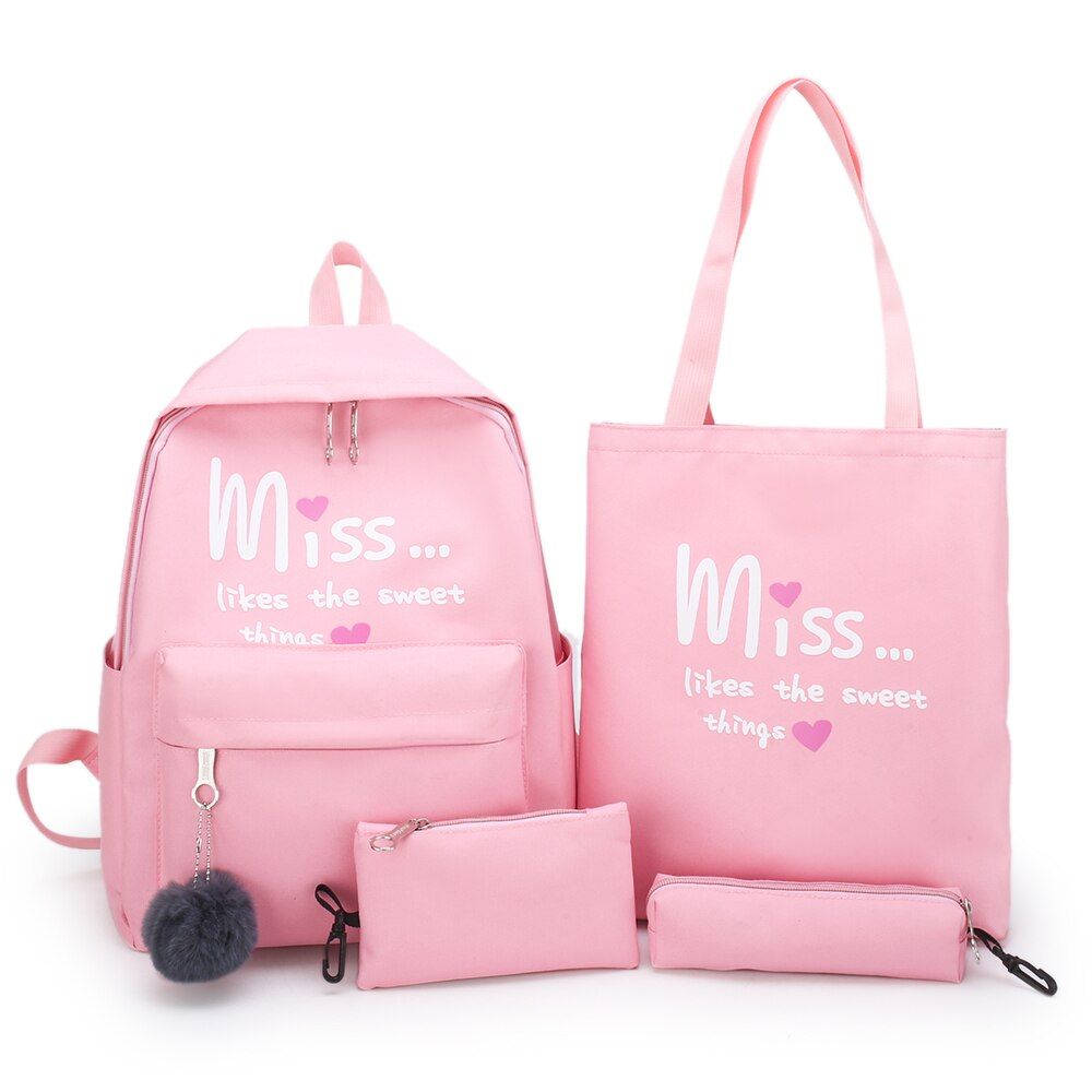 4Pcs Women Schoolbags Nylon Backpack For Teenagers Girls Student Book Bag Boys School Bag