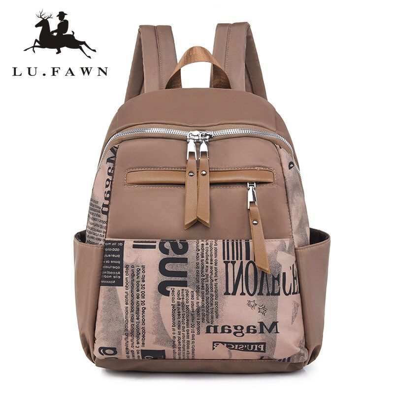 LU FAWN New Ladies Backpack Oxford Cloth Waterproof Young Bag Trend Printing Large-capacity Anti-theft Shoulder Bag