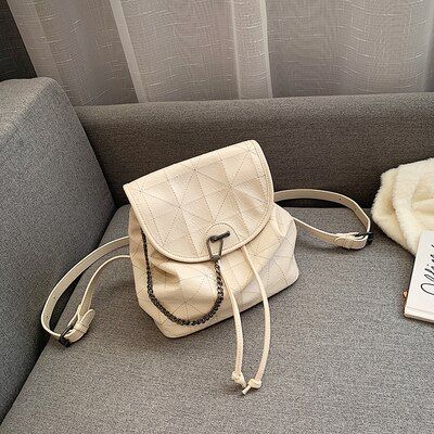 Soft Leather Backpack Female 2020 New Wild Chain Texture Package Fashion Small Backpack
