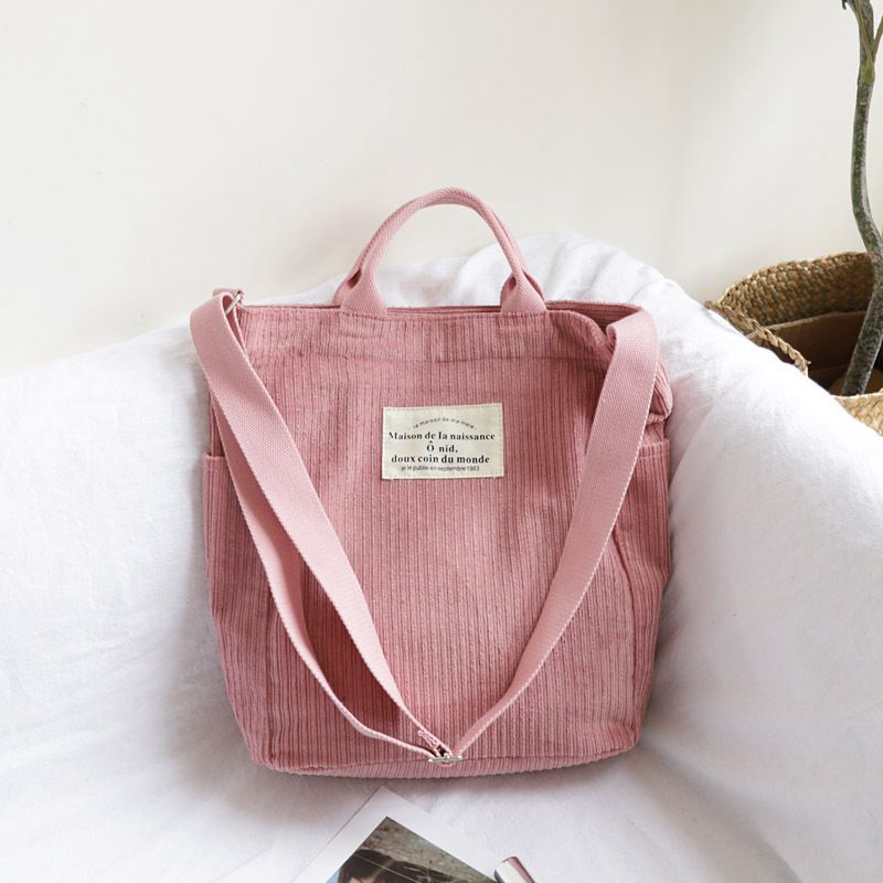 Large Capacity Cloth Handbag Tote Female Crossbody Messenger Bags Ladies Simple Canvas Purses Women Corduroy Shoulder Bag KL768