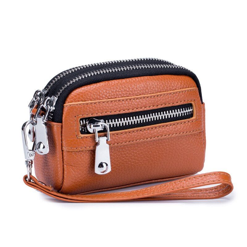Leather Coin Purse Large Capacity Double Zipper Clutch Coin Bag Women Wallets Small Card Holder Wallet Change Purses