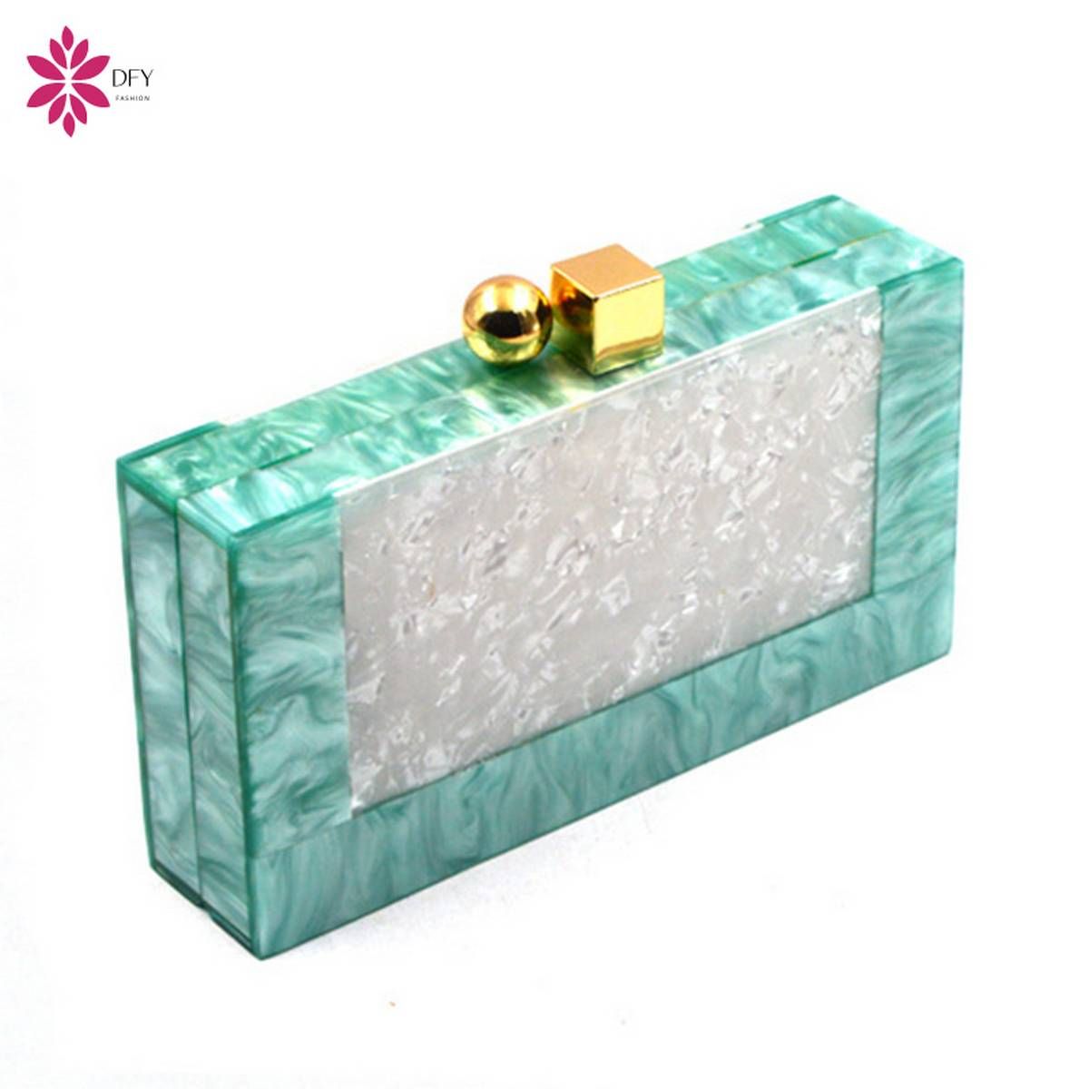 【BestGO】Women Acrylic Clutches Evening Bag Marble Texture Purse Handbag for Wedding Cocktail Party Prom