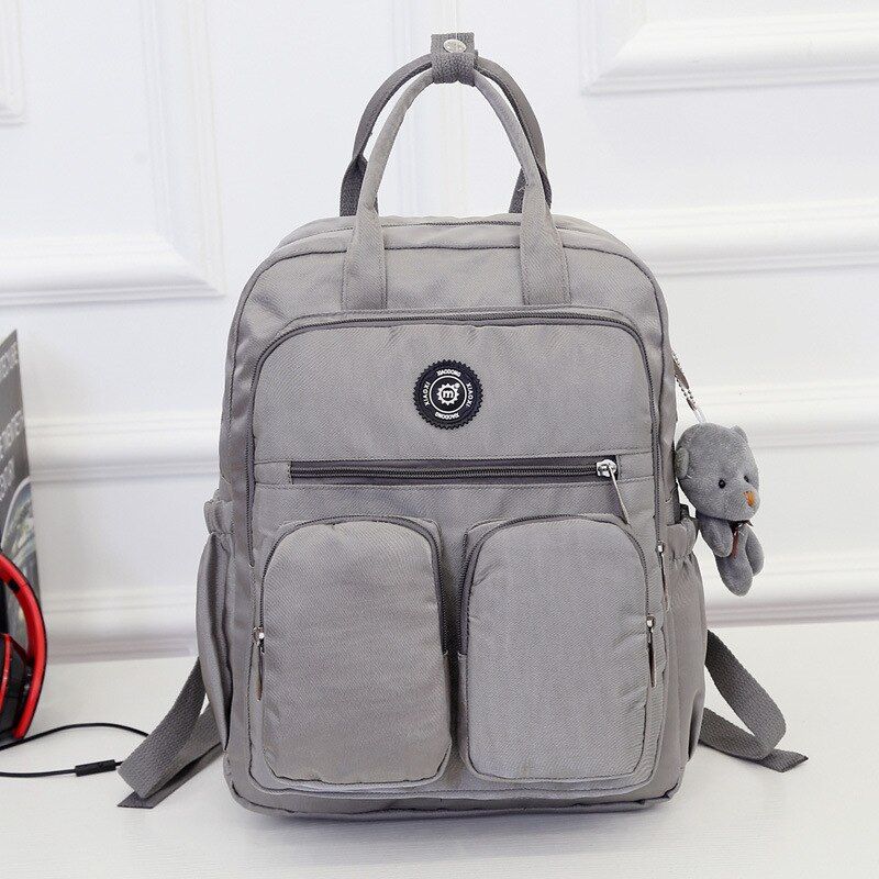 lITTHING Women Waterproof Preppy Soft Fabric Backpack Nylon Soft Travel Zipper Handle Solid Multi-pocket Bag mochila feminina