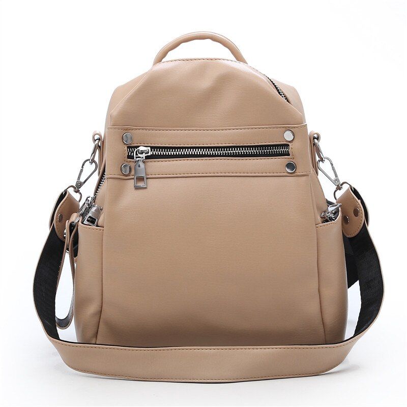 Fashion Women Soft Leather Small Backpack Designers Brand Multifunction Solid School Bags for Teenage Girls Mochila Feminina Sac