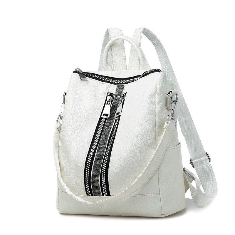 2019 Women Leather Backpacks For Teenage Girls 2019 Sliver Backpack Sac A Dos School Bags For Girls Mochilas Preppy Lady Bagpack