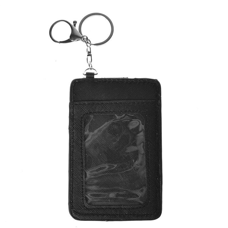 PU Leather Badge Holder Office Key Ring ID Card Holders Mini Wallet 3-Slot Credit Card Bus Card Badge Bag Travel Accessories