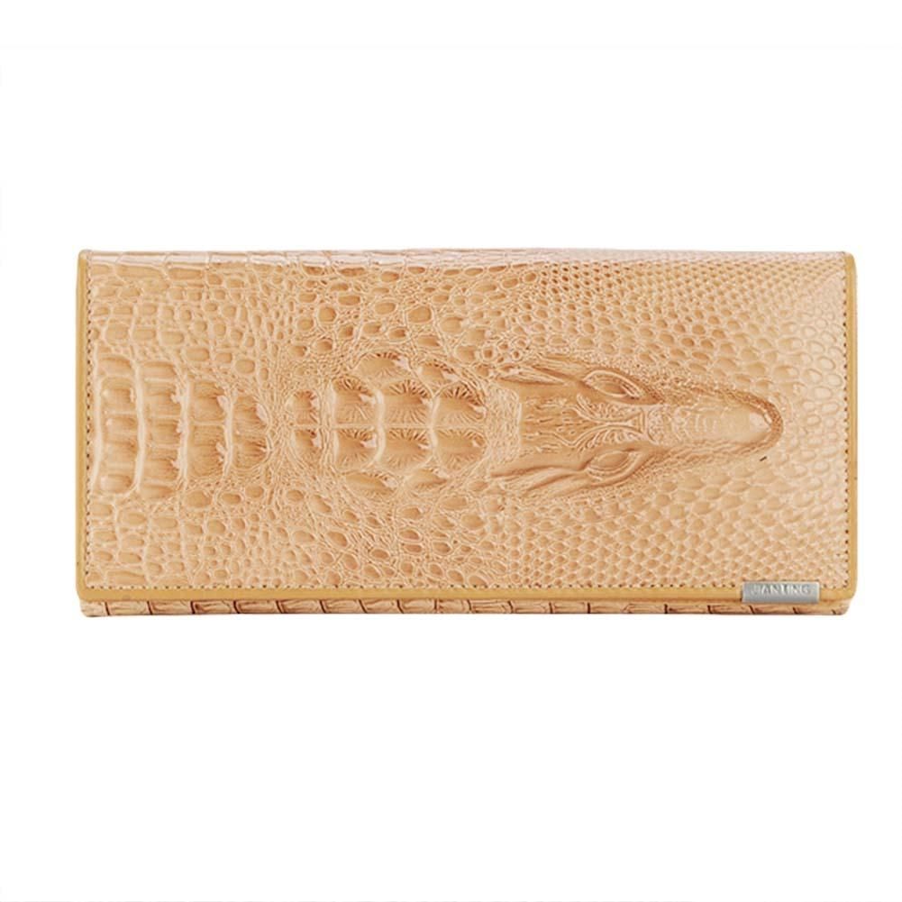 Lady Classic Crocodile Pattern Embossed Leather Clutch Wallet Long Purse