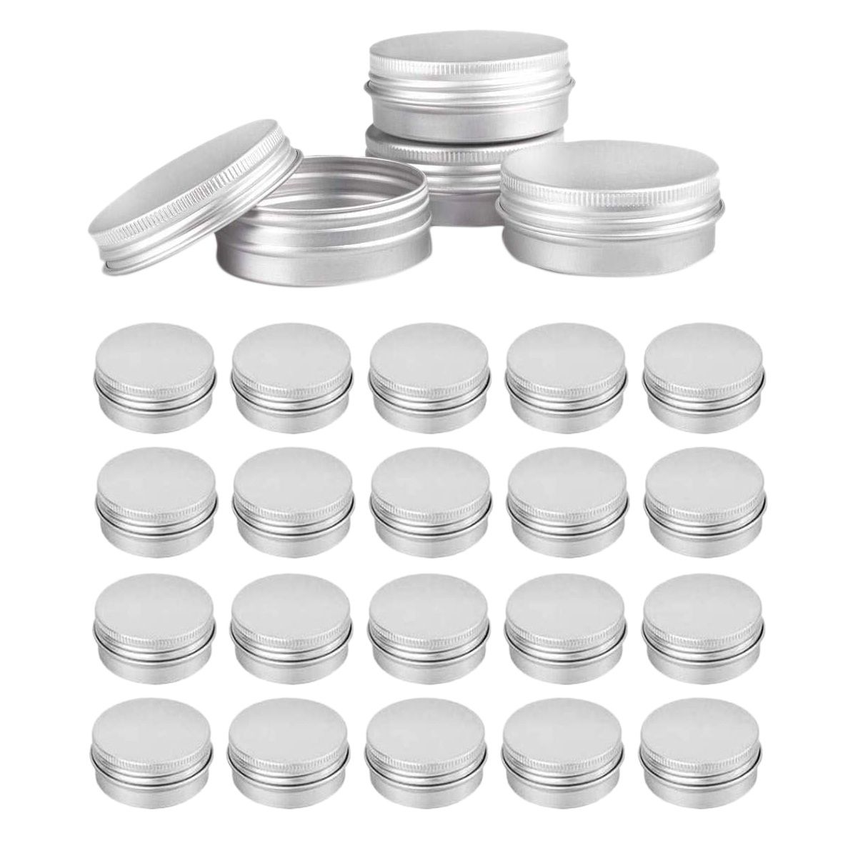 48 Pcs 1 Oz Tins Silver Aluminum Tins Cans Screw Top Round Aluminum Tins Cans with Screw Lid Screw Lid Containers