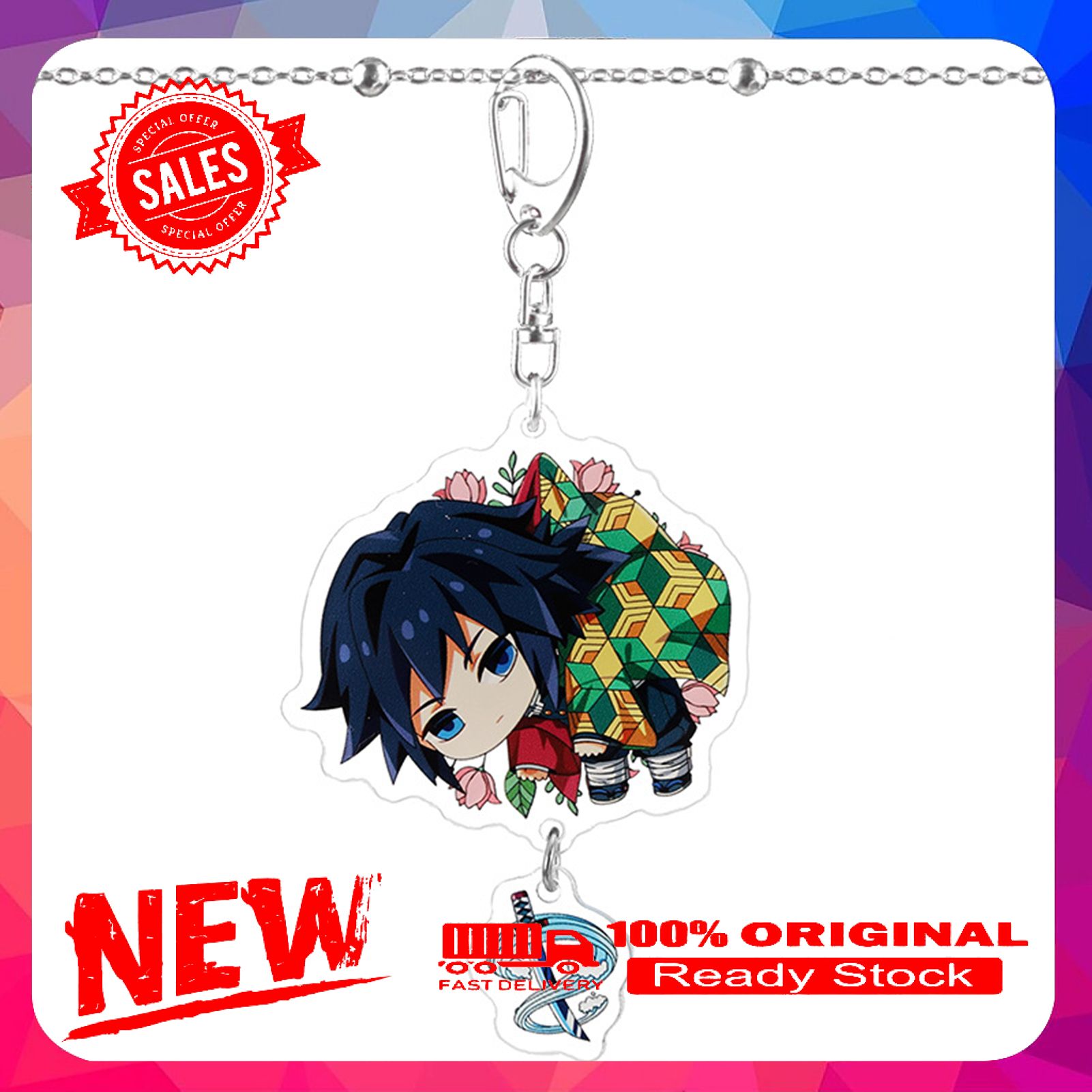 Keyring Japanese Anime Design Decorative Demon Slayer Key Chain for Key