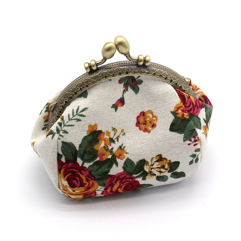 Fashion Wallet,Lady Vintage Flower Mini Coin Purse Wallet Clutch bag (White)