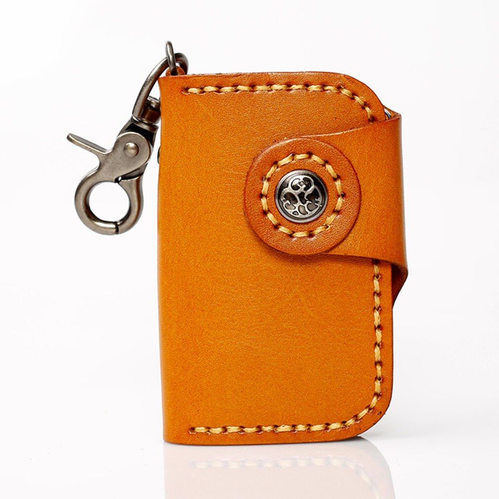 Men Women Tanned Leather Car Key Holder Organizer Women Keychain Covers Hasp Handmade Key Wallets Japanese-style Keychain Bag