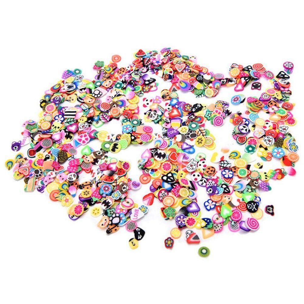2000 Pieces 3D Fruit Flower Clay Slices for Slime, DIY Crafts, Nail Art Decorations