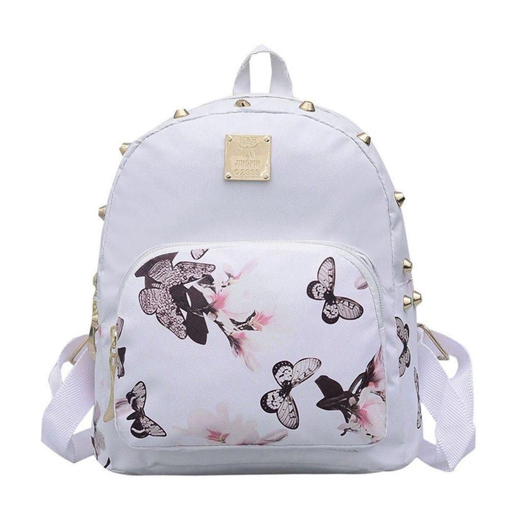 Causal High Quality Butterfly Printing PU Leather Travel Backpack For Woman