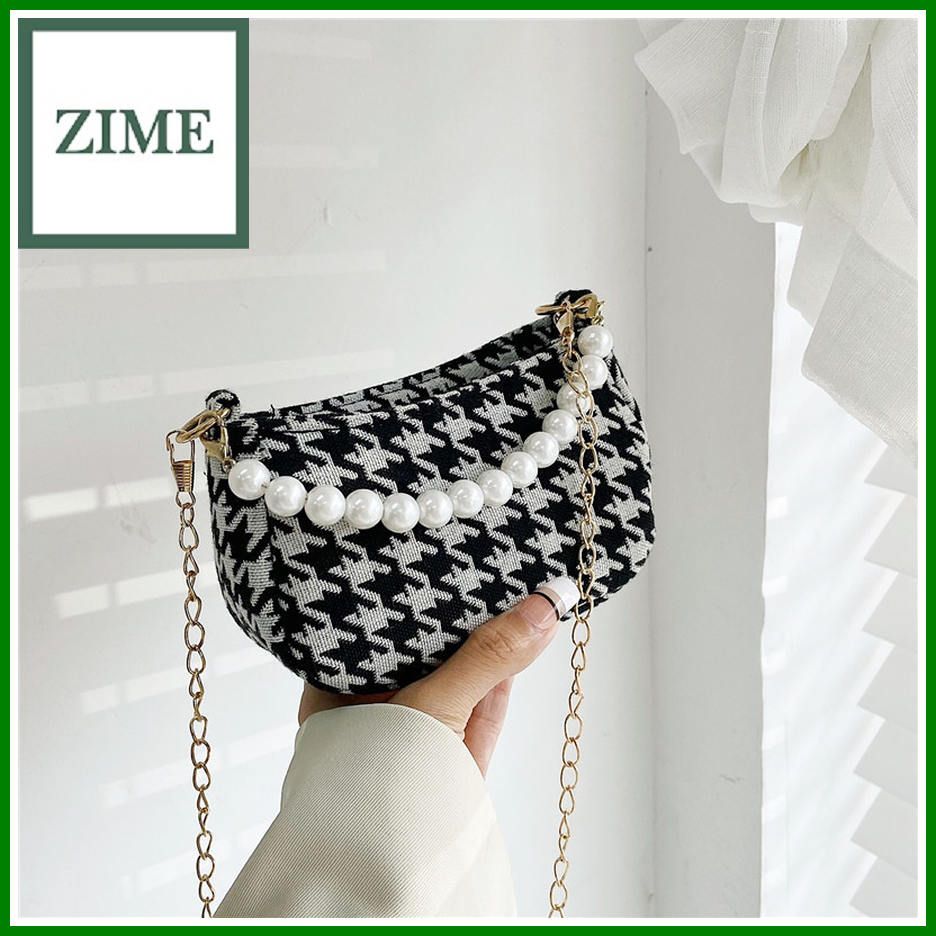 Autumn new trendy fashion pearl handbag female foreign style shoulder messenger bag casual simple small square bag