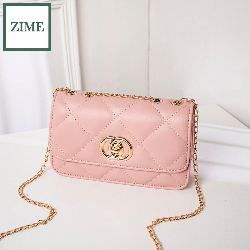 ZIME Female bag autumn and winter Korean version of geometric rhombus lock chain stereotyped square bag shoulder diagonal bag tide