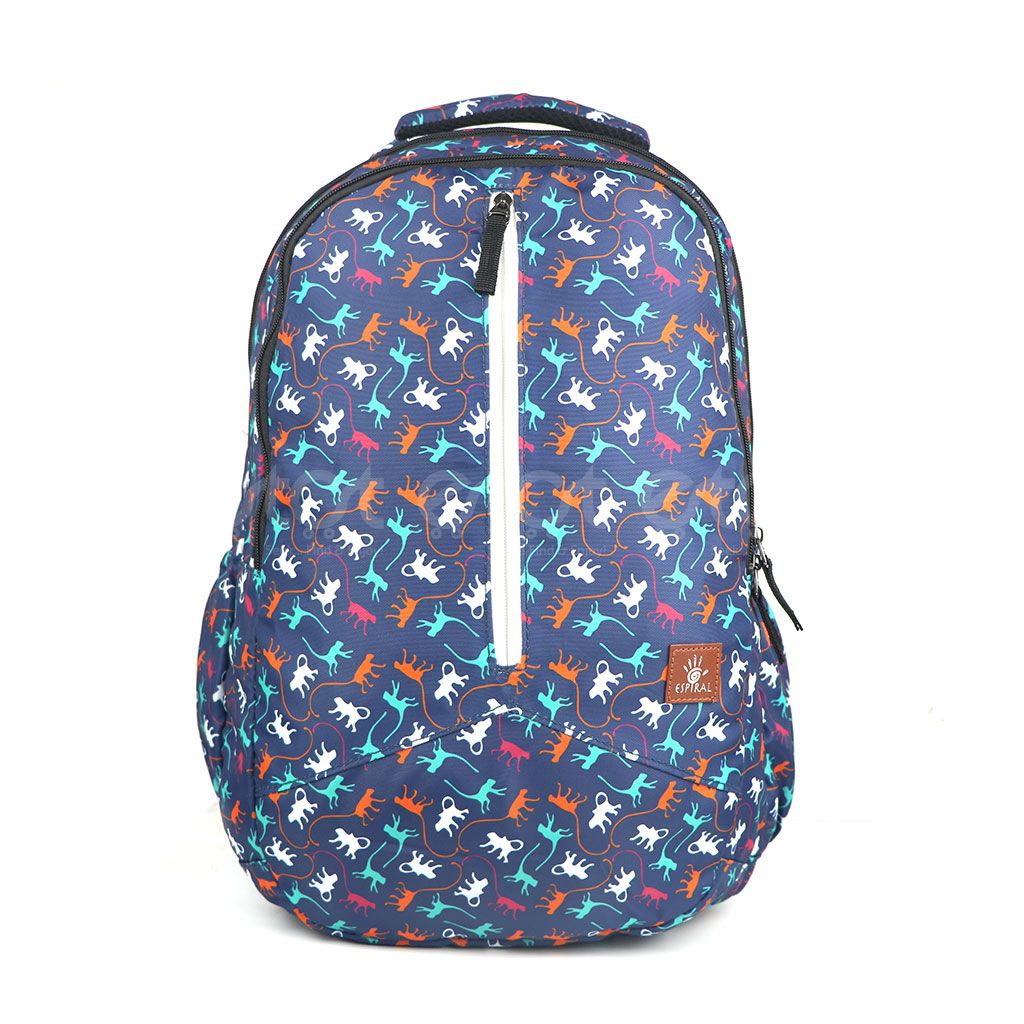 ESPIRAL 202301 Nylon Fabric And Super Light Weight Water Resistant & Washable School Collage & Traveling Backpack Bag (Monkey Aop)