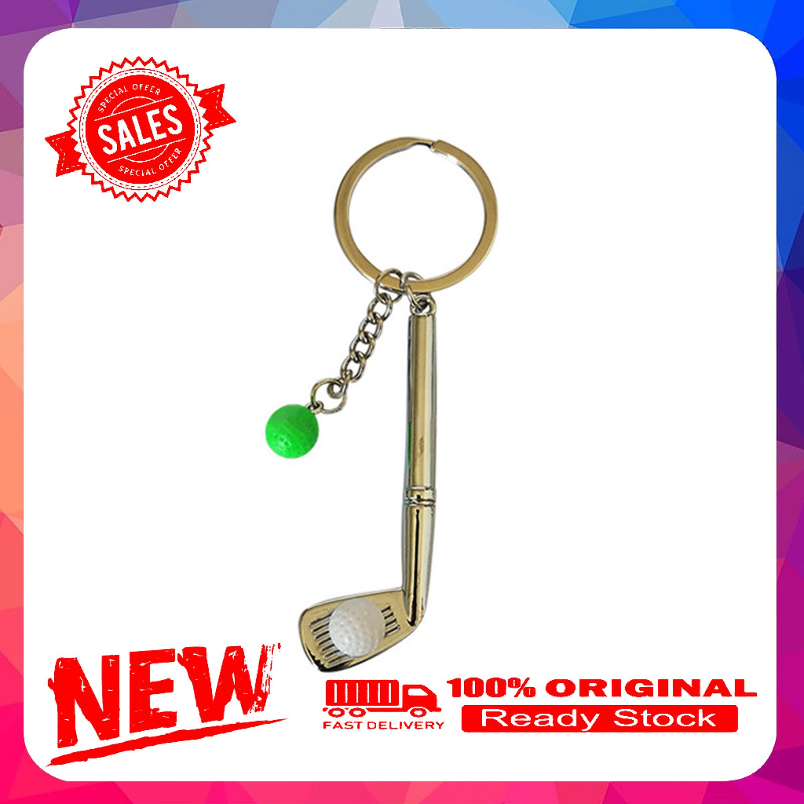 Golf Ball Keychain Non-fragile High Hardness Special Collections Mini Golf Racket Ball Pendant Keyring for Decor
