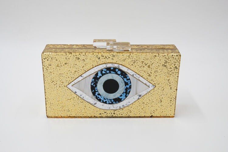 Fashion Sequins Acrylic Clutch Luxury Diagonal Cute Eye Pattern Evening Women Shoulder Personality Party Hand Ladies handbag