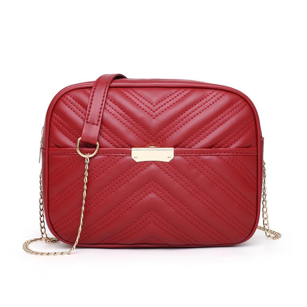 【BestGO】Women Simple Leather Crossbody Bags Solid Chain Shoulder Messenger Handbag