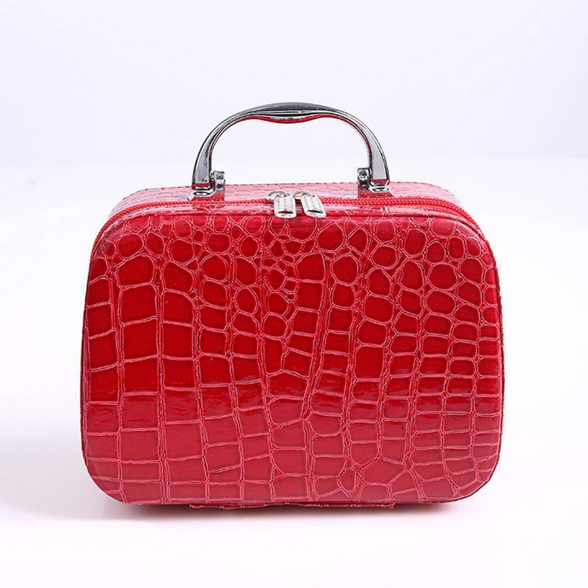Portable Women Stone Pattern Zipper Storage Cosmetics Bag Large Capacity Handbag