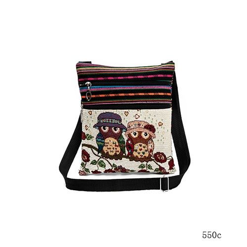 Miyahouse cute lady shoulder bag owl print messenger flap bag female mini canvas ladies bag double zipper ladies messenger bag