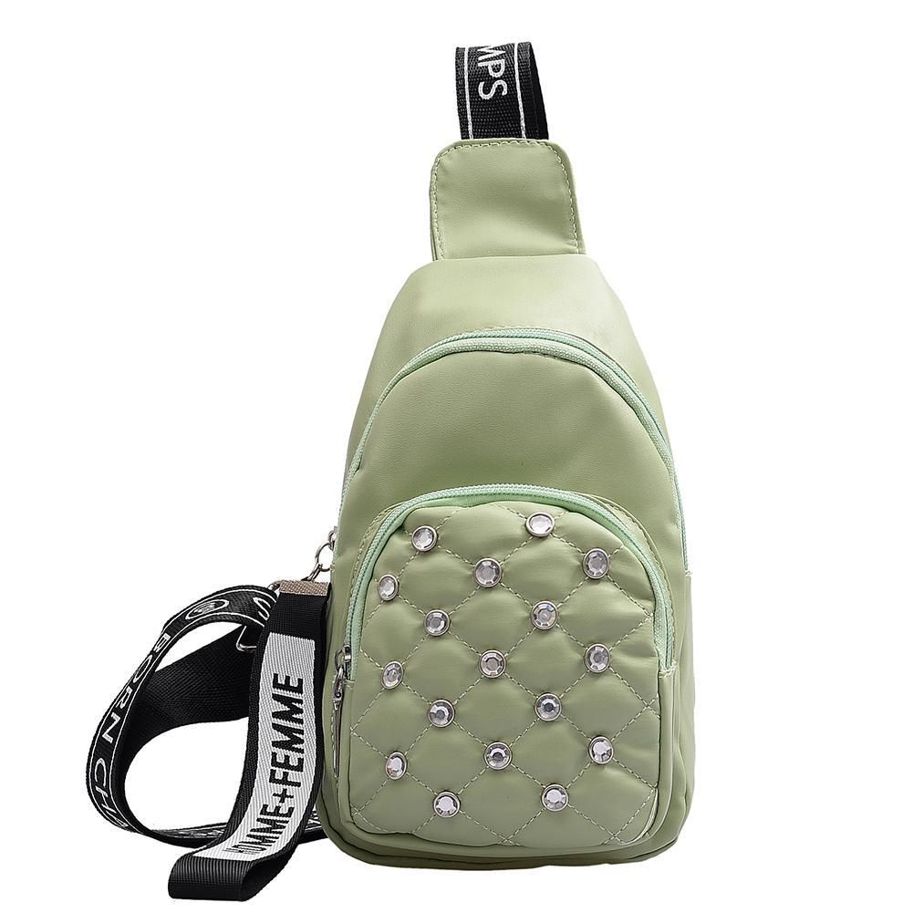 Fashion Pure Color Rivet Waist Bag Women Chest Belt Pack Casual Shoulder Crossbody Bag