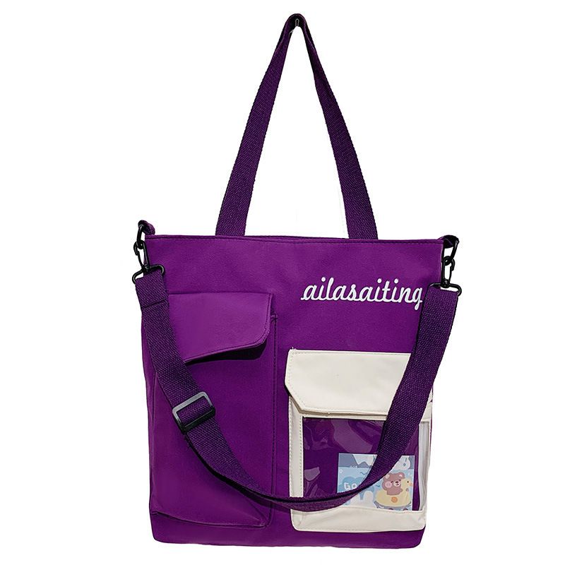 Soft Nylon shoulder bag with dual front pocket women bag