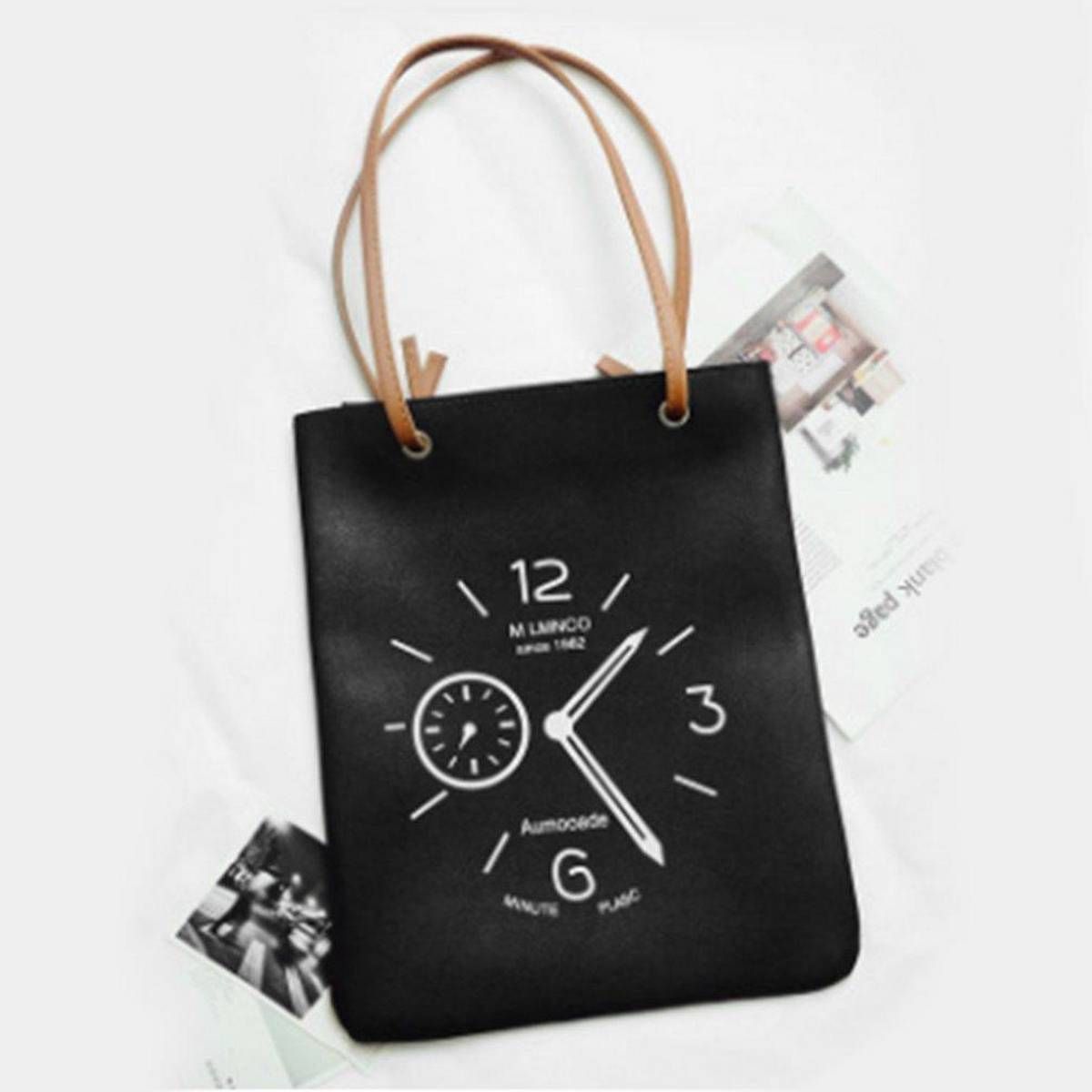 Solid Color with Patterns Korean Vintage Women Tote Leather Handbags Shoulder