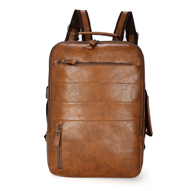 Travel Leisure Backpacks PU Leather Backpacks for School Women Men  Retro Casual Handbag  Teenager Students Schoolbags