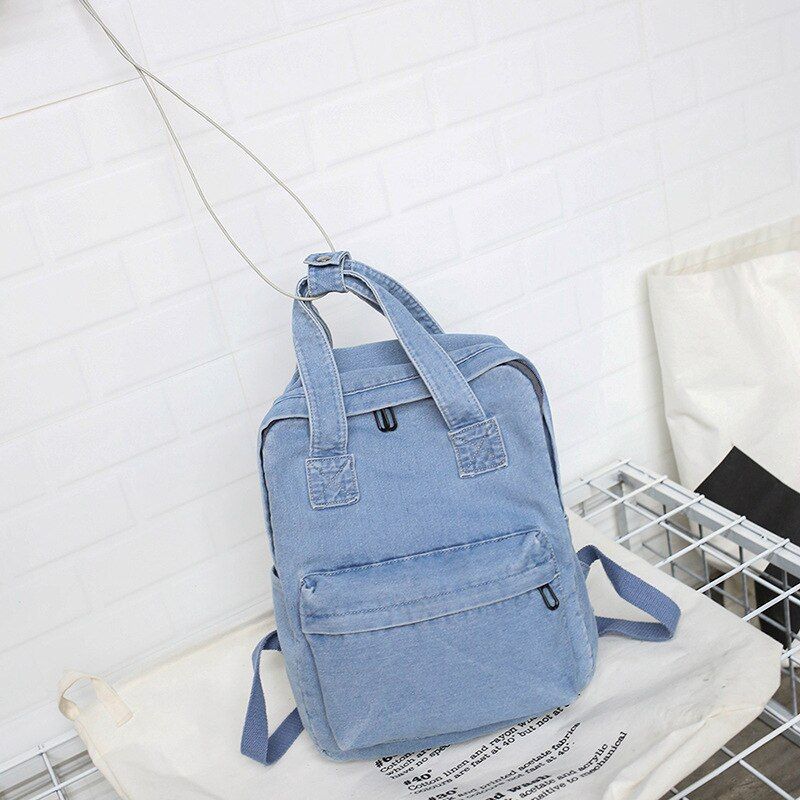 Backpack Women 2020 Fashion College Denim Bag Simple Wild Solid Color Student Backpacks For Teenager Girls Female Bag Backpack