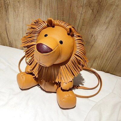 Cute Lion Styling Pu Leather Fashion Ladies Casual Shoulder Bag Backpack Girl Zipper School Bag Dazzling Small Backpack Bag