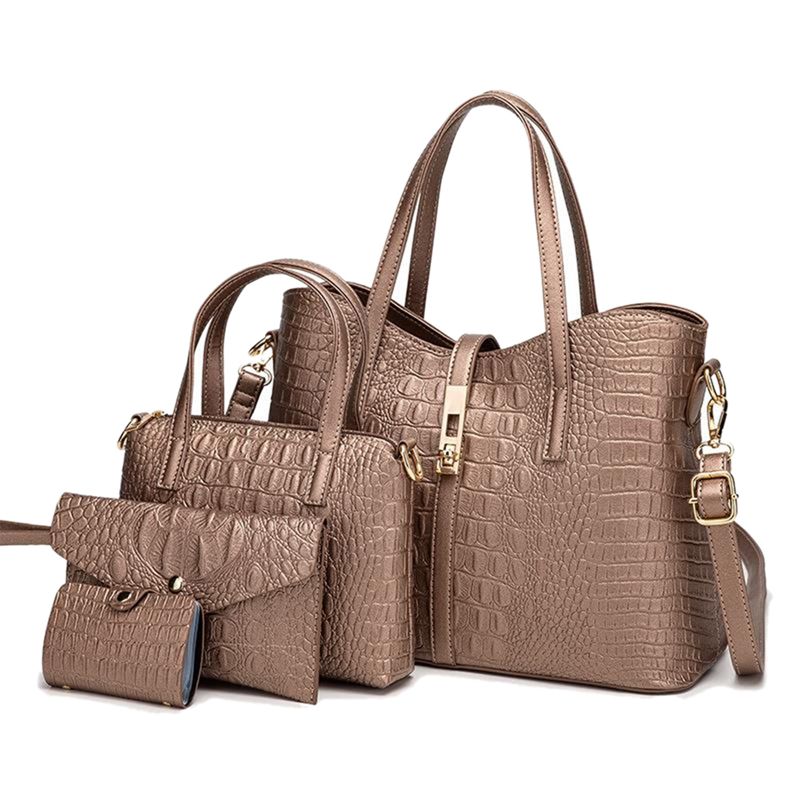 4 Pcs Women's Bag Set  Crossbody Shoulder Bag Mother-In-Law Bag Four-Piece Handbag Tote Bag Handbag Rose aurum