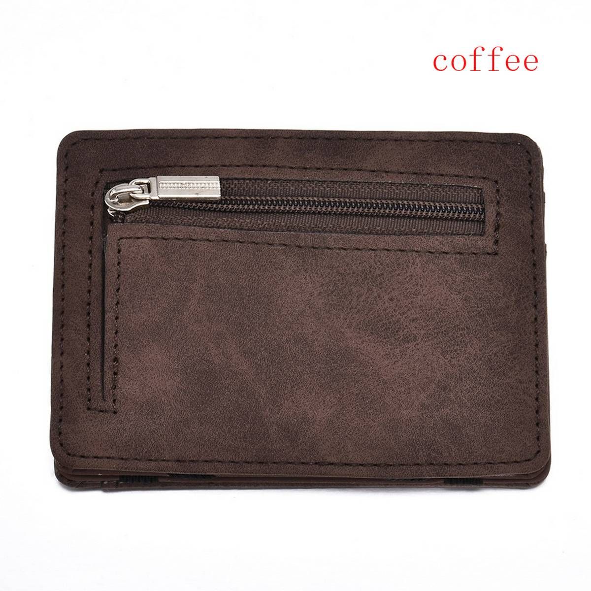 【ALLGOOD】Vintage Mini Wallet Holder Men Male Folding Zip Purse Matte Pu Leather Portable