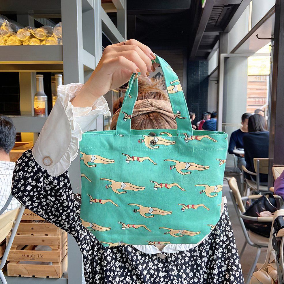 Lunch Solid Color Canvas Small Cloth Portable Canvas Durable Bag Lunch Box