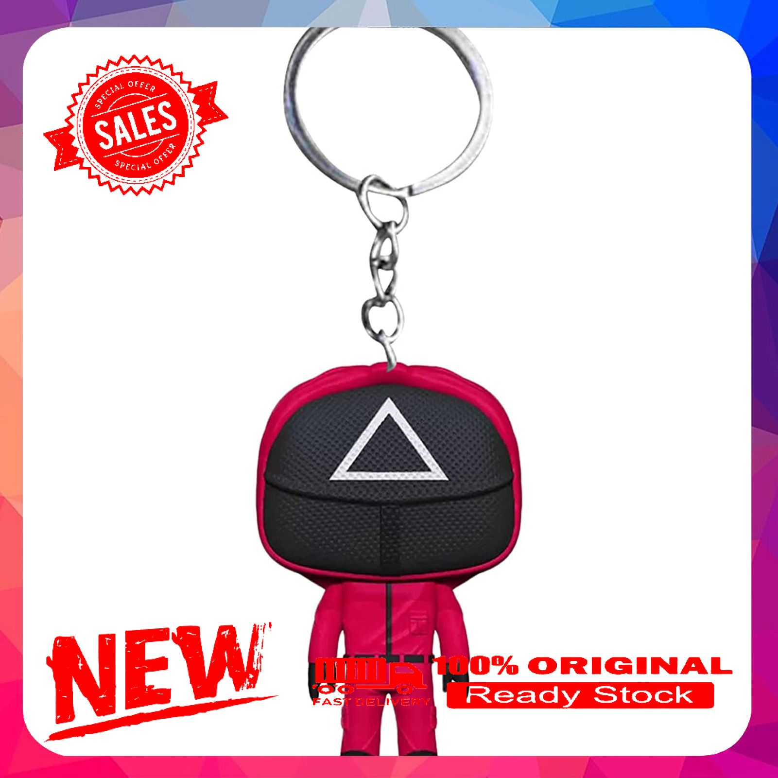 Key Chain Squid Game Design Wear-Resiatant Acrylic Video Game Small Keyring for Birthday