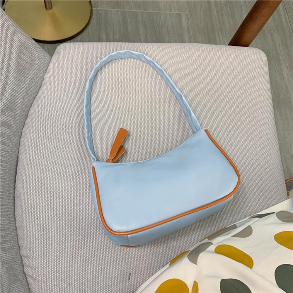 Retro Solid Color PU Leather Shoulder Bag Small Underarm Bags For Women 2020 Mini Baguette Bag Bolsa Lady Elegant Totes Handbags