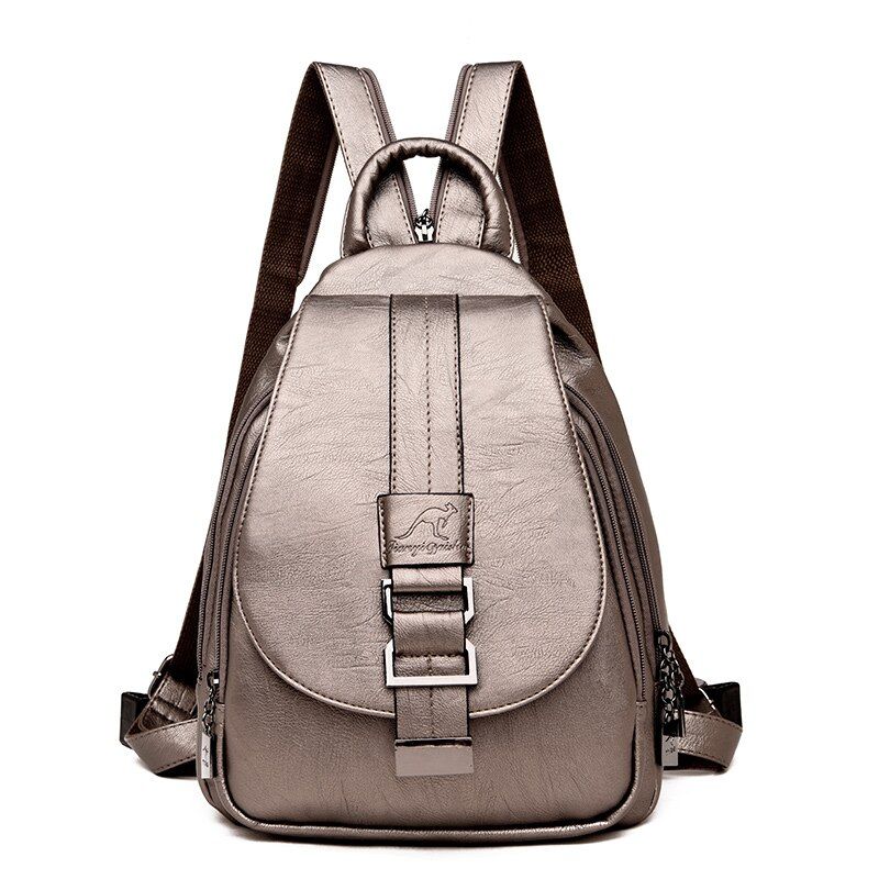 Luxury Soft Leather Women Travel Backpack Fashion Zipper Strap Design Women Backpack High Qualtiy Durable Soft Leather Backpack
