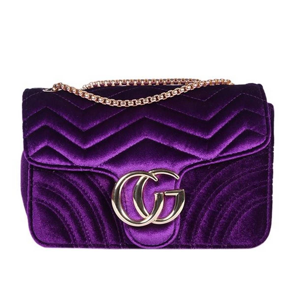 Purple Pu Leather Side Bag For Women