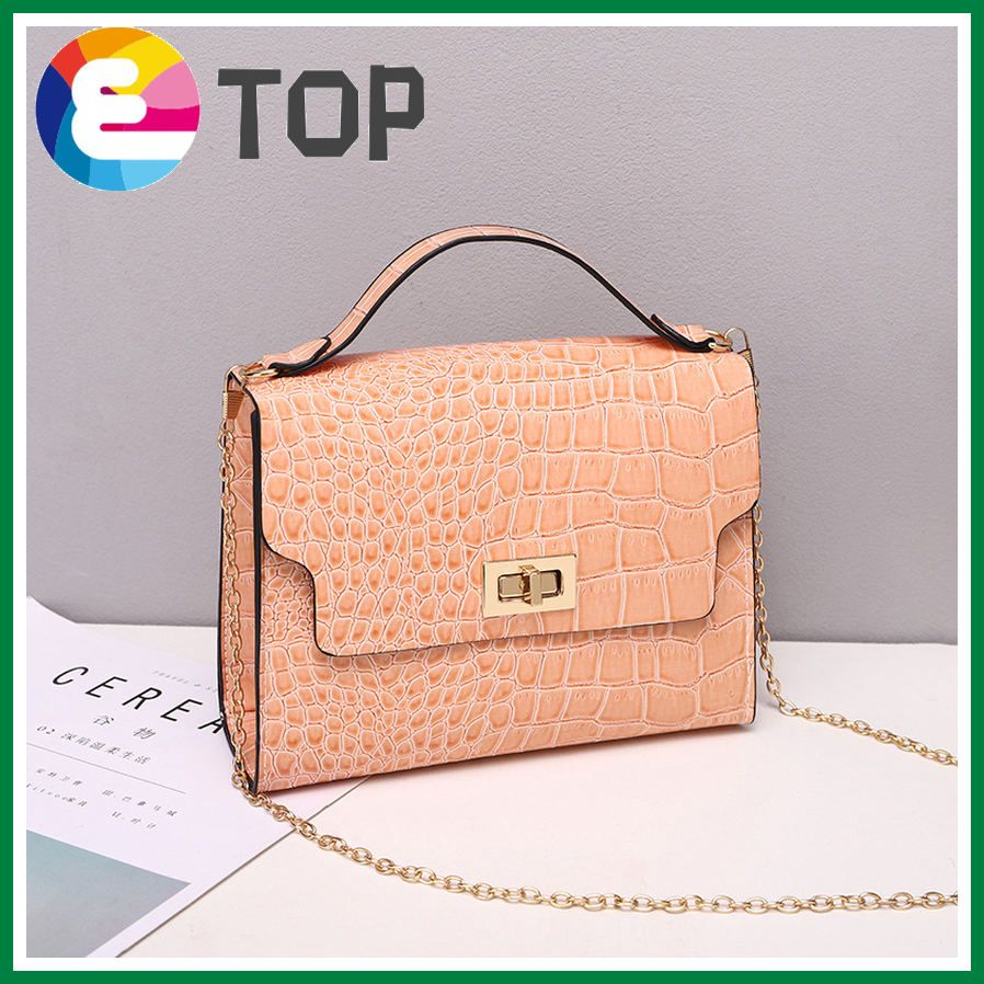 Autumn and winter Korean patent leather crocodile pattern stereotyped lock chain small square bag single shoulder handbag
