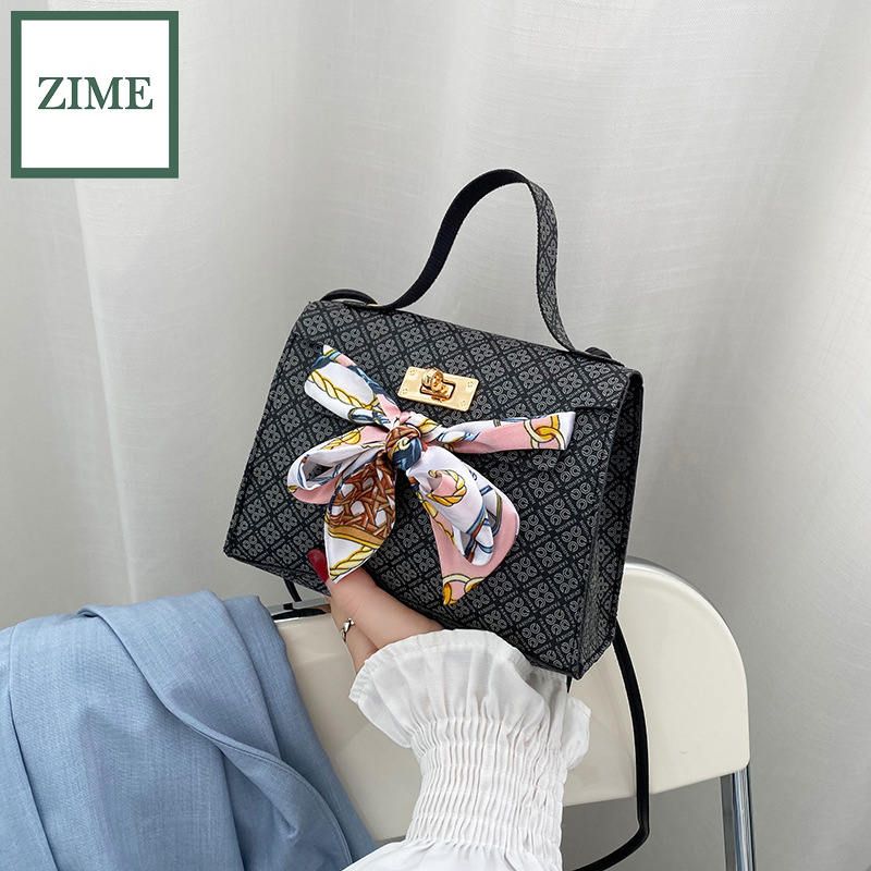 ZIME Summer Korean polka dot printing silk scarf Kelly bag shoulder diagonal lock portable