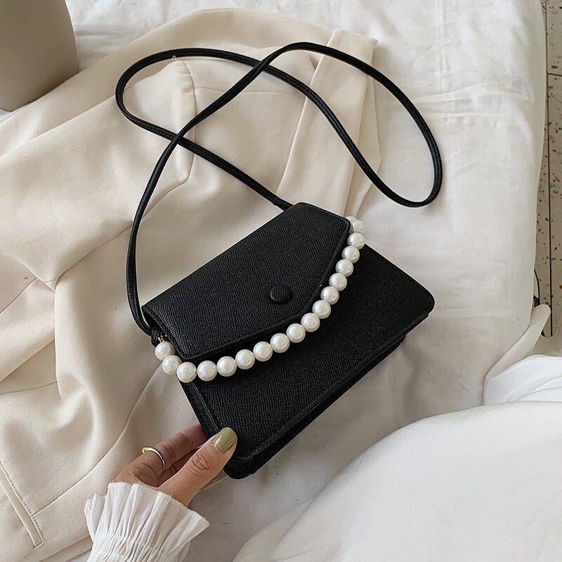 Pearl Design PU Leather Crossbody Bags For Women 2020 Mini Shoulder Simple Bag Female Fashion Handbags and Purses