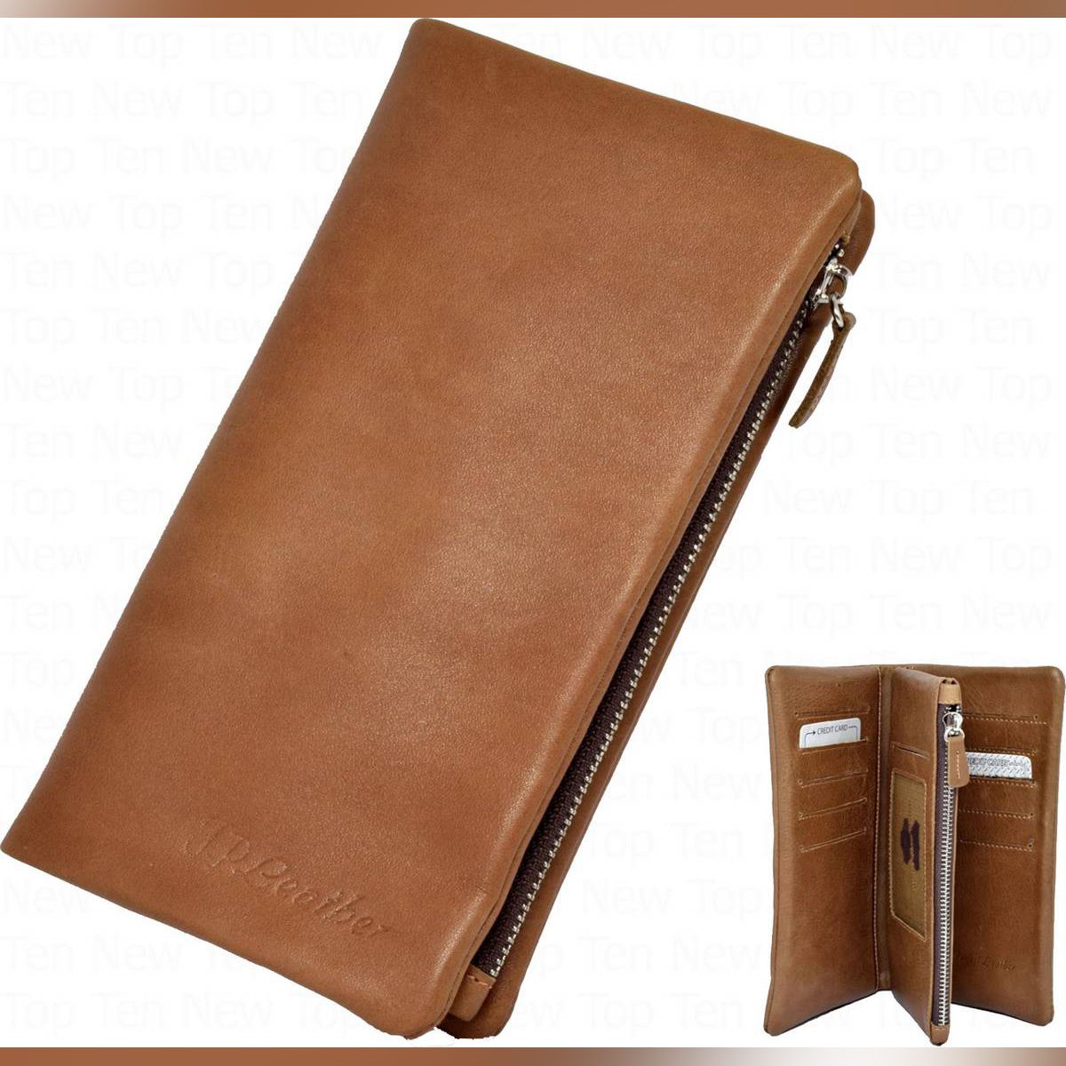 Man Long Wallet Leather Concise Money Bag
