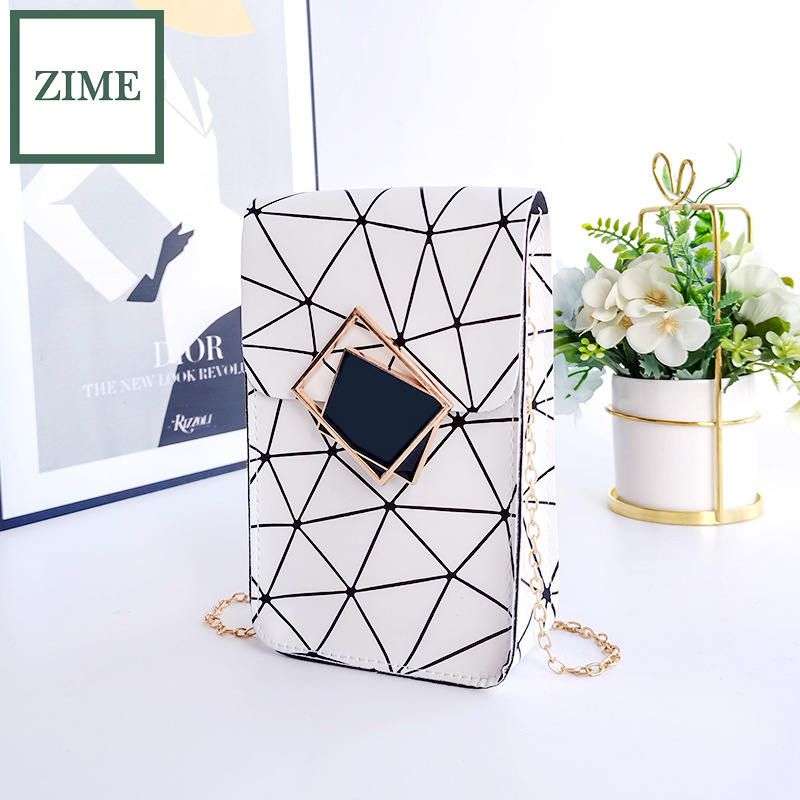 ZIME Summer and autumn Korean version of color gradient geometric rhombus square piece Epoxy chain vertical bag