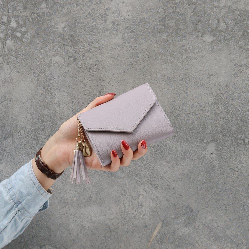 Women Simple Short Wallet Tassel Coin Purse Card Holders Multi-card Position Female Wallet Portefeuille Femme