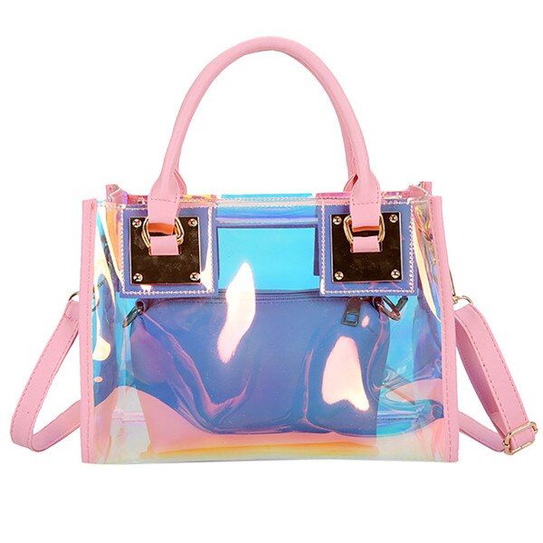Multi-Function Color Transparent PVC Messenger Women Zipper Satchels Clear Hand Girl Laser Shoulder Luxury Bolsas Ladies handbag