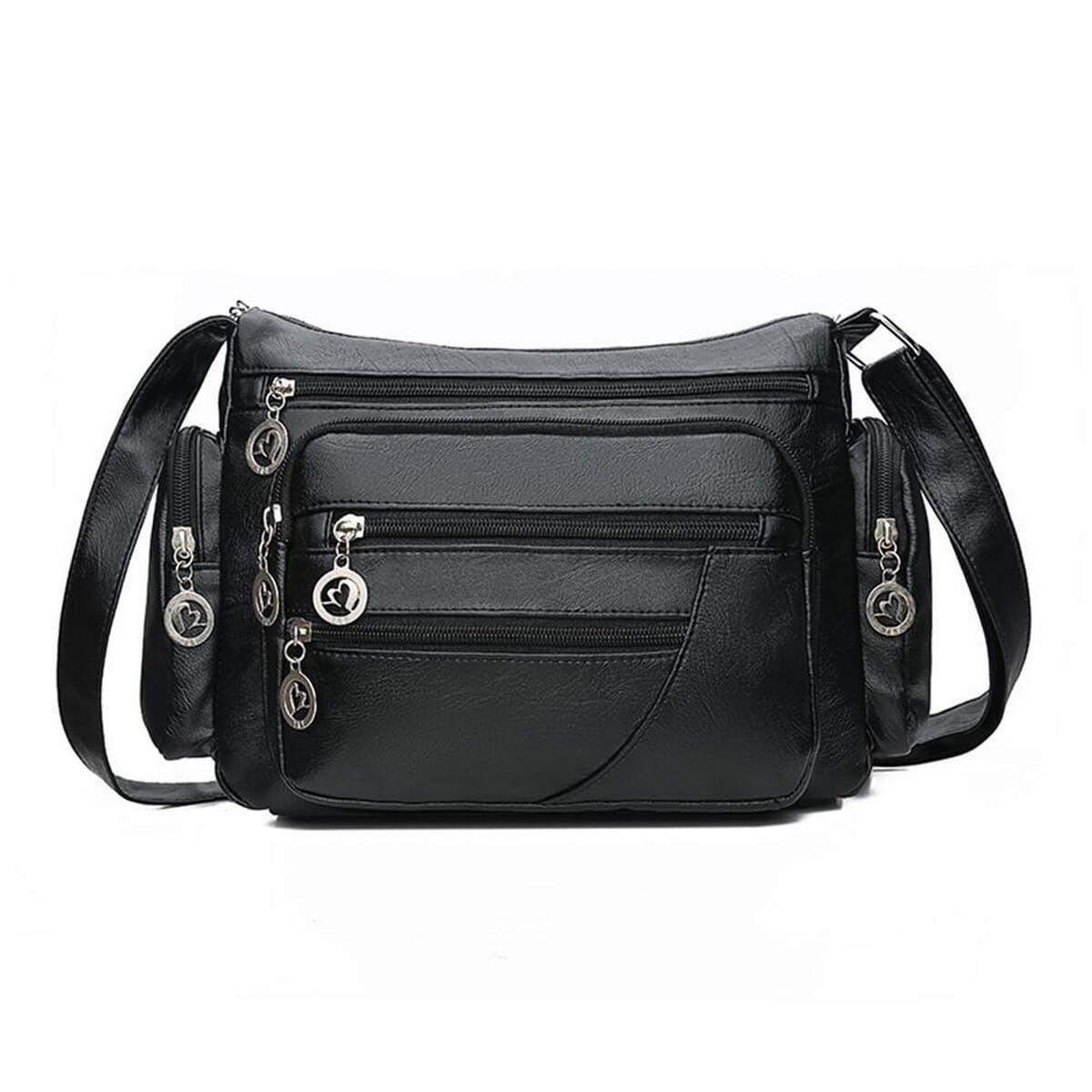 New Handbags Delicate Fashion PU Leather Messenger Bags Women Classic Black Elegant Shoulder Handbag