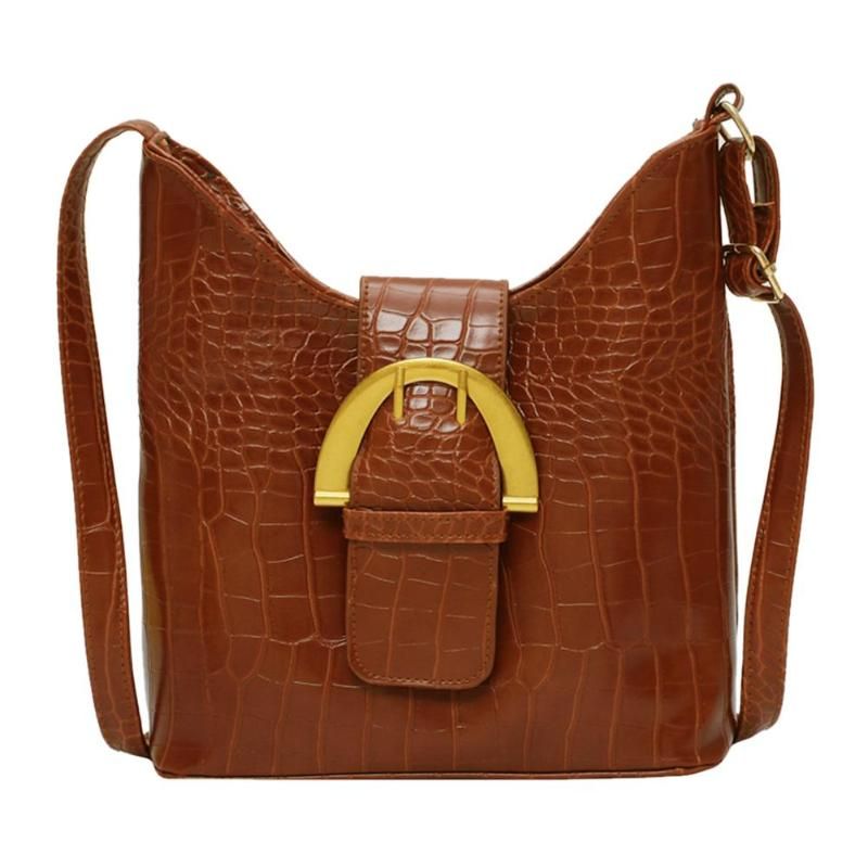 Vintage PU Leather Bucket Bags For Women 2019 Small Solid Color Crossbody Bag Women Solid Color Shoulder Messenger Bag