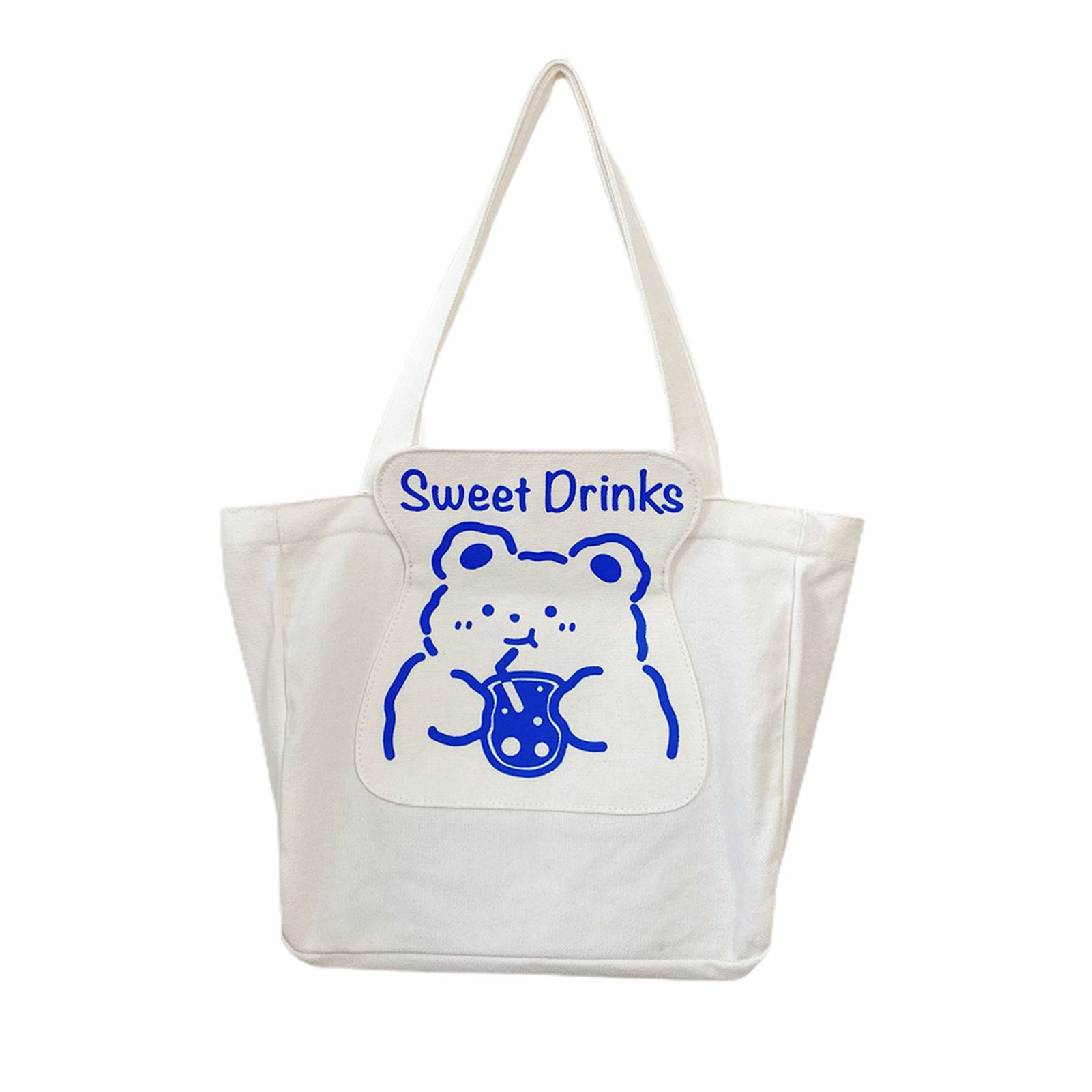 Shoulder Bag All-match Large Capacity Canvas Printed Women Shopping Bag Handbag for Home